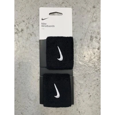 Image of NEW (2 PACK) PAIR NIKE SWOOSH TENNIS,SQUASH,BADMINTON WRIST BANDS SWEAT (Black)