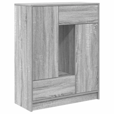 Image of vidaXL grey sonoma sideboard/buffet with doors and drawers modern engineered wood storage cabinet for living/dining room versatile durable home organizer 73x31x90 cm