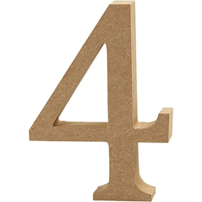 Image of Number, H: 8 cm, MDF, 4, 1pc