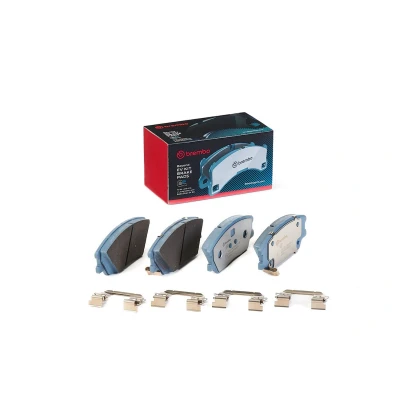 Image of 58101J2A10 Brake pad set BREMBO P 30 121E with acoustic wear warning anti squeak plate without accessories