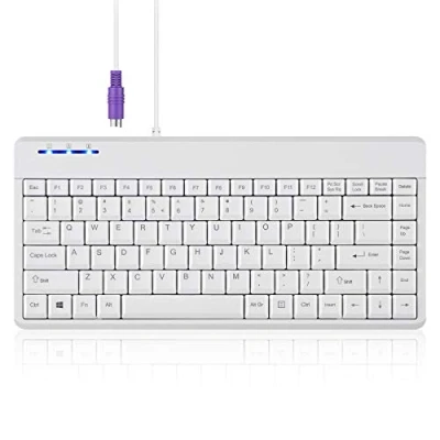Image of Perixx PERIBOARD 409PW Wired PS2 Mini Keyboard 12.36x5.75x0.79 inches Dimension White US English Layout,PB 409PWUS 11829