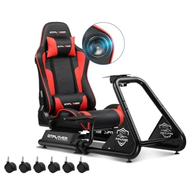 Image of GTPLAYER Racing Simulator Cockpit with Seat, Sim Multi function Adjustable Gaming Wheel Stand for G25 G27 G29 G920 G923 T300 PS5 PS4 Xbox, Without Wheel, Shifter &amp; Pedals