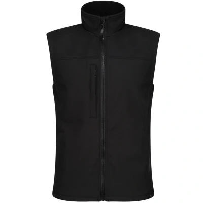 Image of Regatta Mens Flux Softshell Bodywarmer / Sleeveless Jacket Water Repellent And Wind Resistant Black Size Large