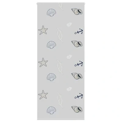 Image of vidaXL Shower Roller Blind Water Resistant PEVA 110x240cm with Shell Fish Pattern Versatile Wall/Ceiling Mount Modern Multicolour Design for Bathroom Privacy