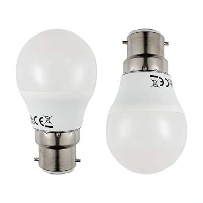 Image of LITECRAFT 2 Pack of 6 Watt LED B22 Bayonet Cap Golf Ball Warm White Light Bulb