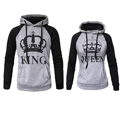 Image of Naliha Womens Couple Sweatshirt Hoodie Casual King Queen Sweatshirts Pullover Grey Women S/Men XL