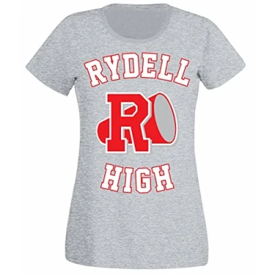 Image of Flip Womens Rydell High School Logo Grease Costume T Shirt Heather Grey UK 10 12 (L)