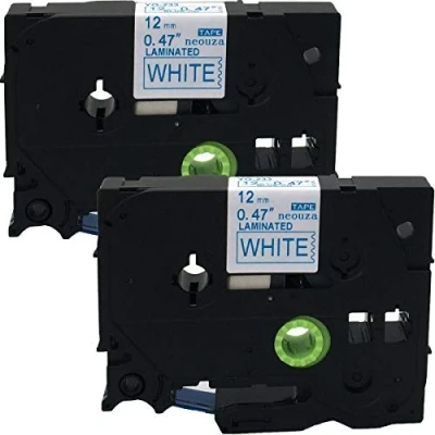 Image of NEOUZA 2PK Compatible for Brother P Touch Laminated TZe TZ Label Tape Cartridge 12mm x 8m (TZe 233 Blue on White)