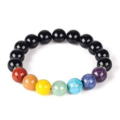 Image of Anjing Mall 7 Chakra Bracelet Real Stones Healing Crystal Lava Beads Reiki Yoga Bracelets Jewellery Box