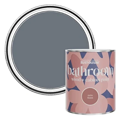 Image of Rust Oleum Grey Moisture Resistant Bathroom Wood and Cabinet Paint in Satin Finish Marine 750ml