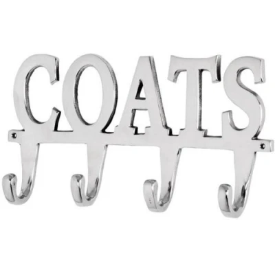 Image of COAT Holder Rack 4 Hooks &quot; COATS Metal Hook Hanger Chrome colour
