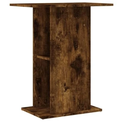 Image of vidaXL Aquarium Stand Smoked Oak Finished Engineered Wood, Adequate Storage Space, Stable and Versatile Ideal for Home Decor
