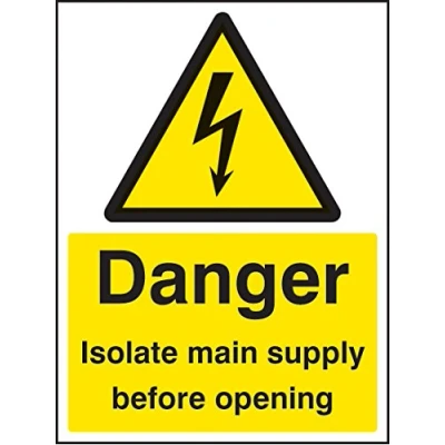 Image of Warning Signs Danger isolate main supply before opening Self Adhesive Vinyl