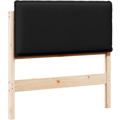 Image of vidaXL Upholstered Headboard Natural and Black 80 cm Solid Pine Wood