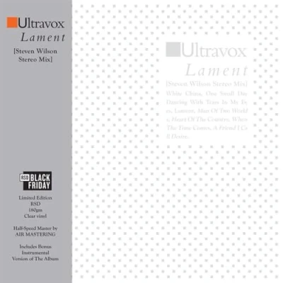 Image of Ultravox Lament Steven Wilson Stereo Mix + Instrumental Version Clear vinyl Sealed 2024 UK 2 LP set CDLR1459