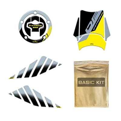 Image of Resin Bike Motorcycle 3D Stickers Compatible with Suzuki V Strom 800 DE 2023 Berlin Grey. Basic Fuel Tank Protection from Bumps and Scratches. Kit Gadget Moto
