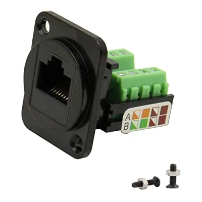Image of QIANRENON RJ45/8P8C Cat5E Screw Terminal Adapter Keystone Jack,D Type Modular Panel Crimping Data Female Connector,Black