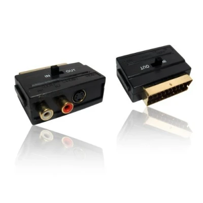 Image of SCART Male to 2 RCA/ Phono Female &amp; S VHS/S Video Switchable Adapter