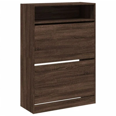 Image of vidaXL Shoe Cabinet with 2 Flip Drawers Brown Oak 80x34x116 cm