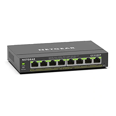 Image of NETGEAR PoE Switch 8 Port Gigabit Ethernet Plus Network (GS308EP) with x PoE+ @ 62W Desktop or Wall Mount