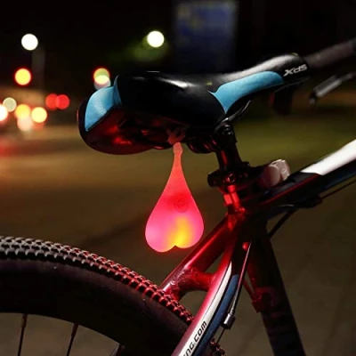 Image of MEETOZ Bike Tail Light Balls,LED Heart Shaped Creative Silicone Light,Bike Waterproof Essential Night Bicycle Seat Back Egg Lamp (Red)