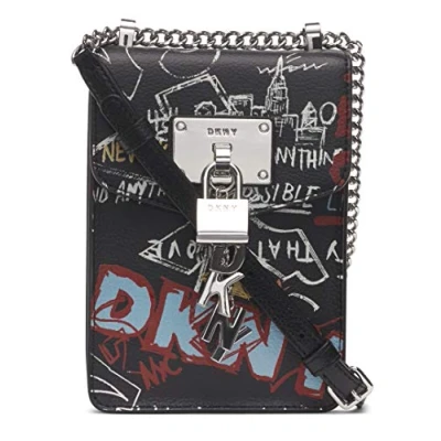 Image of DKNY Women&#039;s Elissa N/S Phone Cr Crossbody, Black Graffiti, One Size