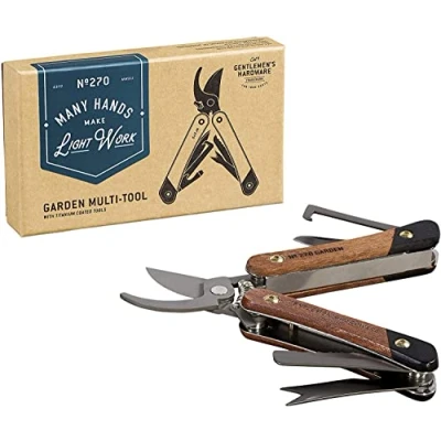Image of Gentlemen&#039;s Hardware Garden Multi Tool Acacia Wood and Titanium Finish, Brown, one Size, GEN270 (Packaging may vary)