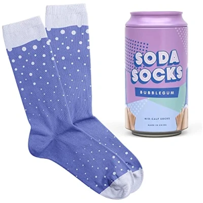 Image of Luckies of London 1 Pair Soda Can Gift Box Cotton Socks Bubblegum 4 7 UK