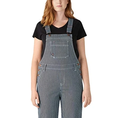 Image of Dickies Women&#039;s Hickory Stripe Boyfriend Bib Overall, Stonewashed HIC, S