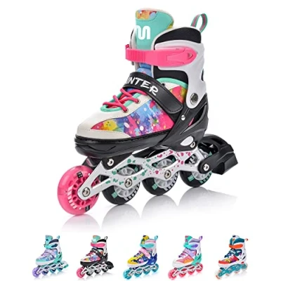 Image of Inline Skates 4in1 Children&#039;s Kids Inliners Roller Blades Quad Carbon Adjustable Shoe Big Wheels