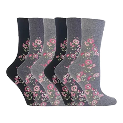 Image of NEW: 6 Pairs Ladies Gentle Grip No Elastic Socks 4 8 uk, 37 42 eur (GG45)