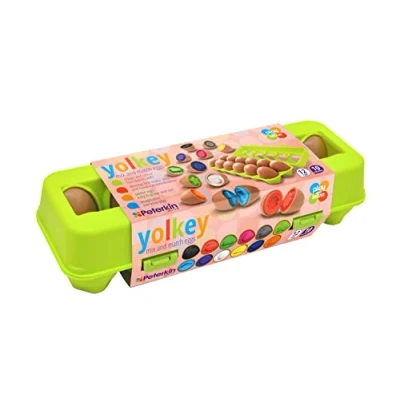 Image of PETERKIN Play &amp; Learn YOLKEY Set of 12 Mix Match Eggs Pre school Toys Educational Ages 10m+