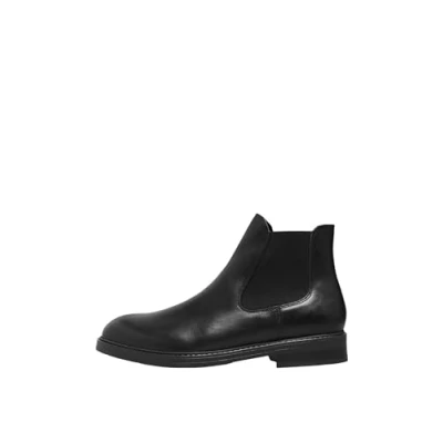 Image of SELECTED HOMME Men&#039;s Slhblake Leather Chelsea Boot B Noos, Black, 10.5 UK