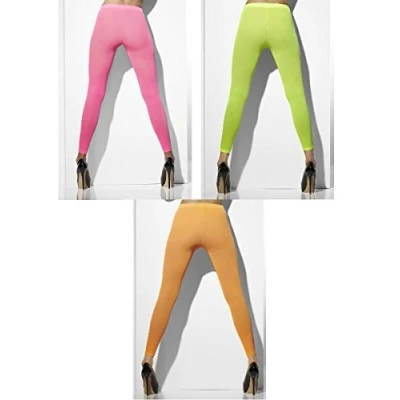 Image of Smiffys Opaque Footless Tights, Neon Green , Fever Hosiery Fancy Dress, Dress Up Accessories