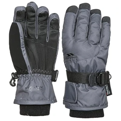 Image of Trespass Ergon II, Carbon, 2/4, Warm Padded Waterproof Gloves Kids Unisex, Age 2 4, Grey