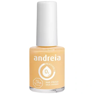 Image of Andreia Halal Breathable Nail Polish Water Permeable Glossy Vegan and Cruelty Free B2 Yellow Shades of Nudes Soft 10.5 ml