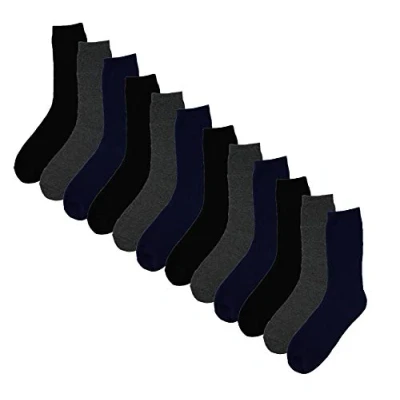 Image of Sockstack Ultimate 12 Pairs Mens Black Thermal Socks, Thick Warm Work Boot Socks Size 6 11 (Black/Navy/Grey Assorted)