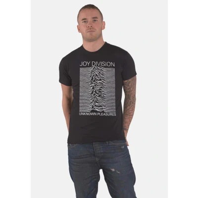 Image of Joy Division T Shirt Unknown Pleasures White On Black Logo Official Mens XXL