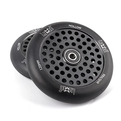 Image of Limit Pro Scooter Wheels 120x24mm Oil Slick Hollow Core Replacement for Stunt Trick Scooters a Pair with ABEC 9 Bearings Installed