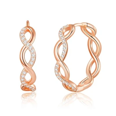 Image of Philip Jones Rose Gold Plated Infinity Hoop Earrings Created with Zircondia® Crystals