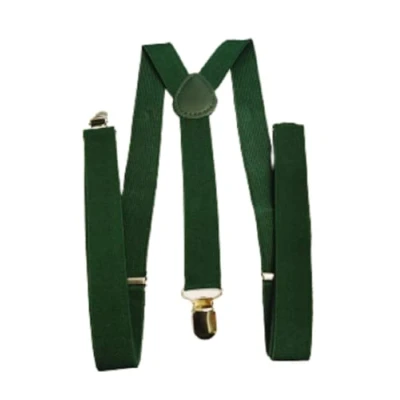 Image of L&amp;L® MENS LADIES UNISEX ADJUSTABLE SLIM BRACES TROUSER SUSPENDERS FANCY DRESS CLIP ON (Dark green)