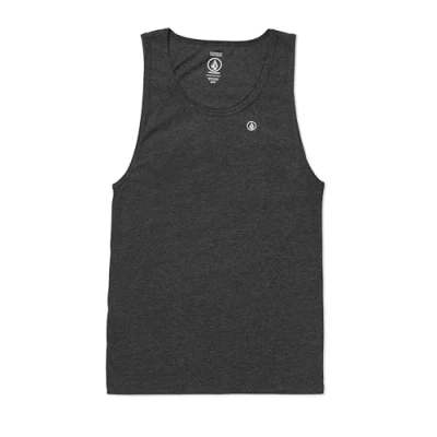 Image of Volcom Men&#039;s Solid Tank T Shirt, Dark Black Heather New, Medium