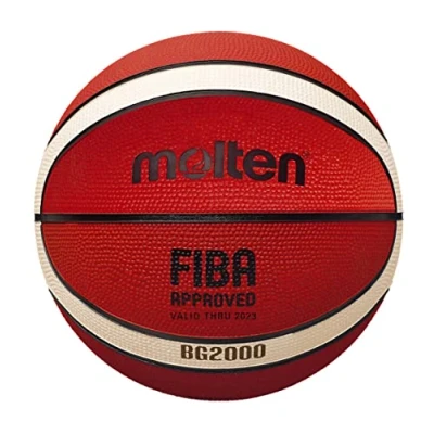Image of Molten BG2000 Premium Rubber Basketball, FIBA Approved, Indoor/Outdoor Play, Orange/Ivory, Size 3, Suitable For Boys age 6 &amp; under, Girls 11 under