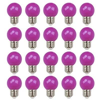 Image of ZFQ 20 Pack E27 Bayonet Colored LED Light Bulbs 2W G45 Golf Ball Mini Globe Bulb Lighting Bulbs,Purple for Outdoor Indoor String Patio Garden Party Christmas, Tree, Fairy Night Lights