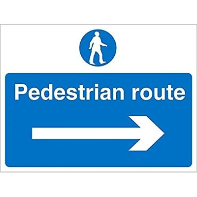 Image of Seco Pedestrian Route with Arrow Pointing Right Sign, 400mm x 300mm 4mm Fluted Board