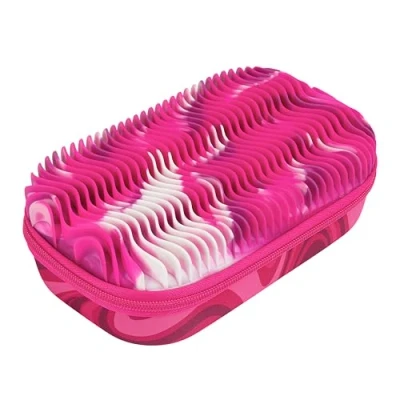 Image of ZIPIT Wavy Pencil Box for Girls Fidget Toy Silicon Sensory Case Large Capacity (Pink)