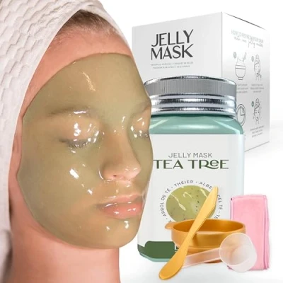 Image of BRÜUN Peel Off Tea Tree Jelly Mask for Face Care A 23 fl oz Rubber Jar 30 to 35 Treatments Skin Moisturizing Gel of Spa Set Men, Women and Adults