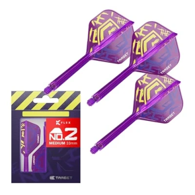 Image of TARGET Darts Luke Littler World Champion K Flex Flights and Shaft System, No.2 The Nuke 2025 Edition Kflex, All In One Integrated Shafts (Pack of 3) Medium, 33mm