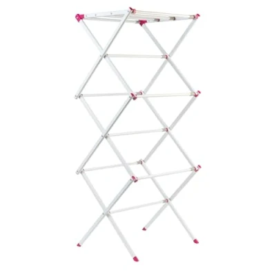 Image of Kleeneze KL078834EU7 Extendable Clothes Airer 3 Tier Folding Drying Rack, Standing Laundry Dryer with 7M Space, Collapsible for Easy Storage, Tall Indoor/Outdoor Airer, Portable Horse
