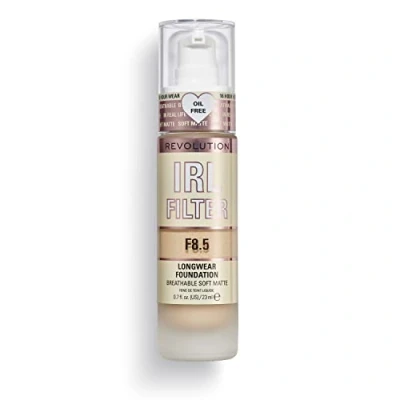 Image of Revolution Beauty London IRL Filter, Longwear Foundation, Medium to Full Coverage, Matte Finish, 16 Hour Wear, F8.5, Skin tones, 23ml